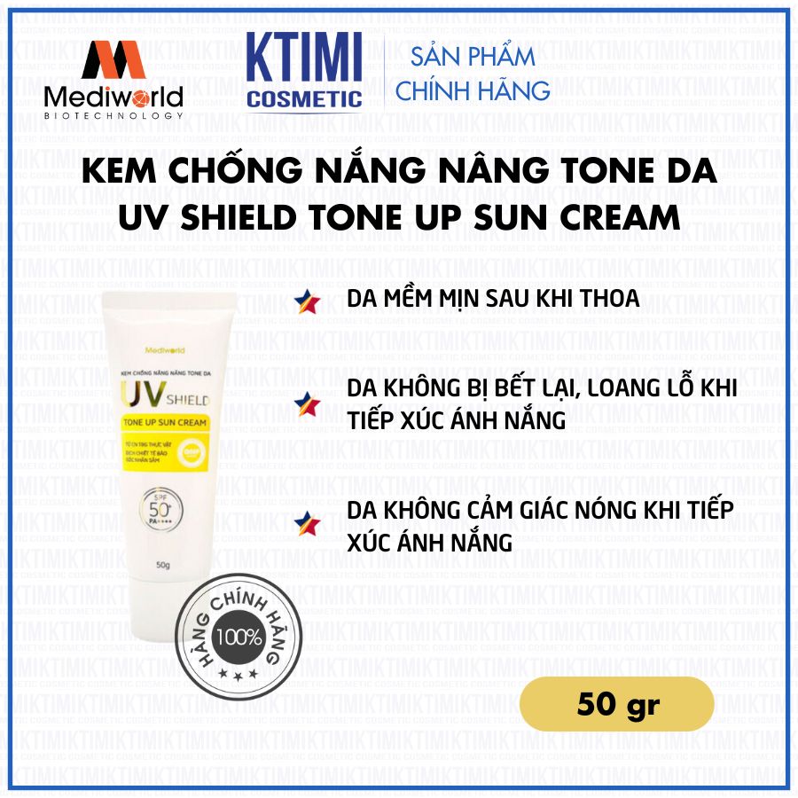 Kem chống nắng mediworld - chống nắng make up da uv shield tone up sun cream