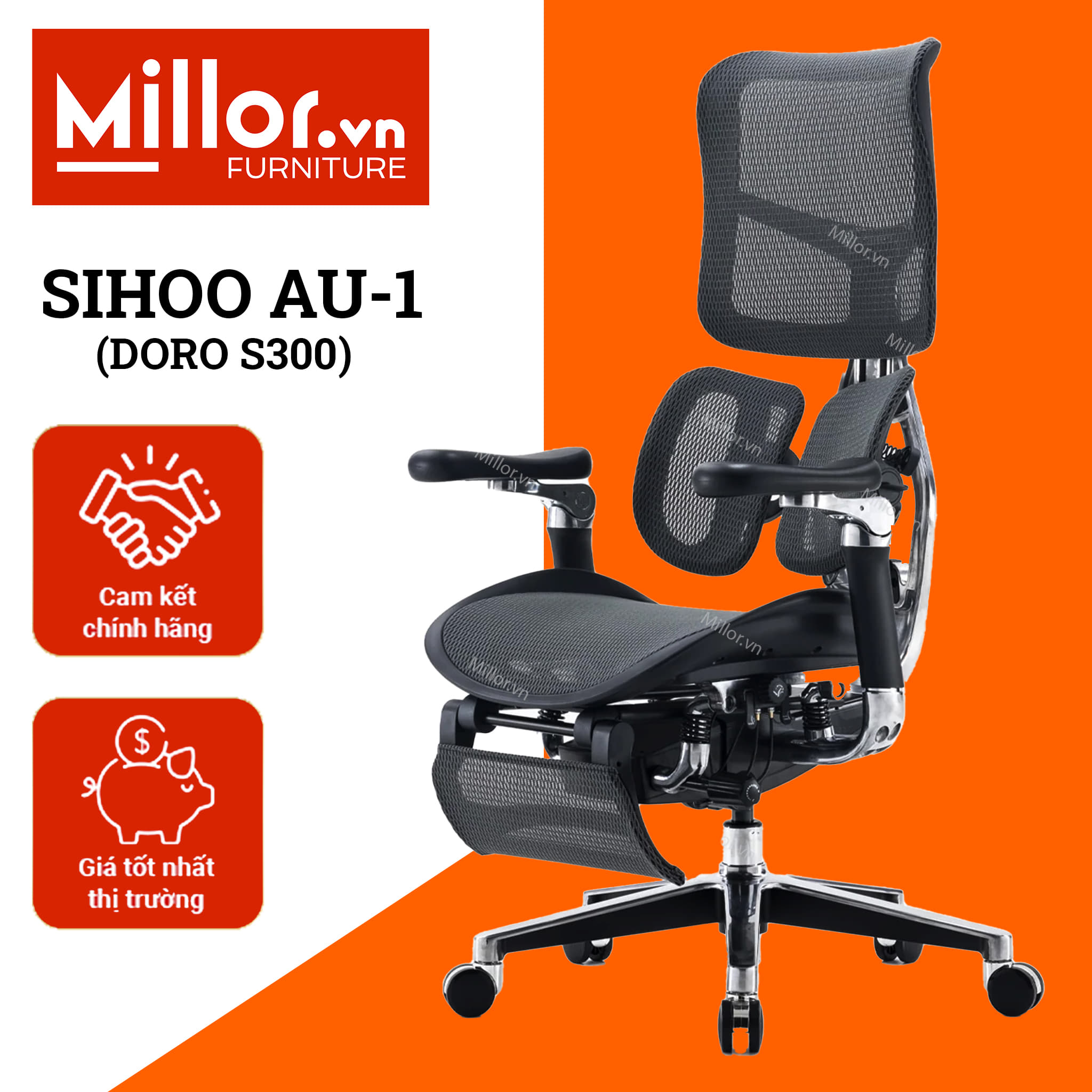 Sihoo AU-1 Doro S300 Đen - Ghế văn phòng công thái học - Ergonomic Chair