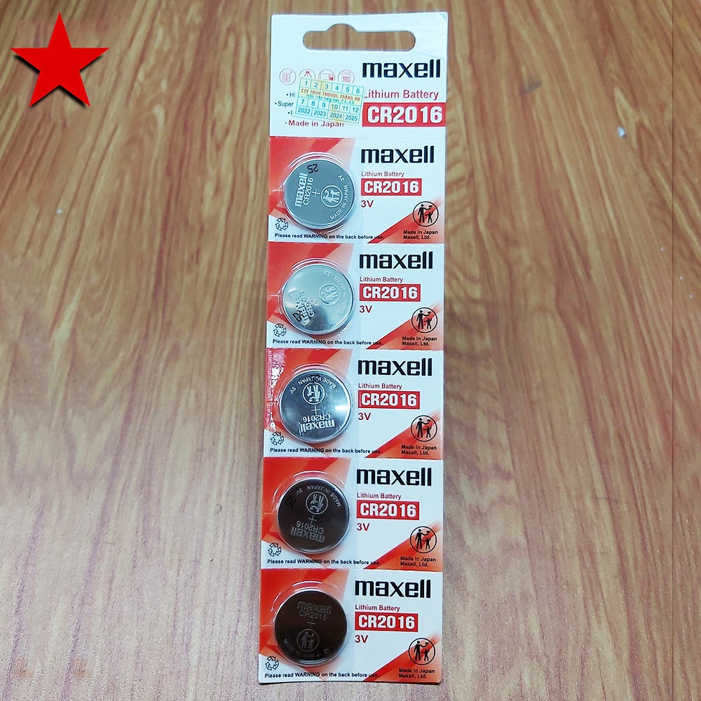 Vỉ 5 viên pin cr2016 maxell chính hãng