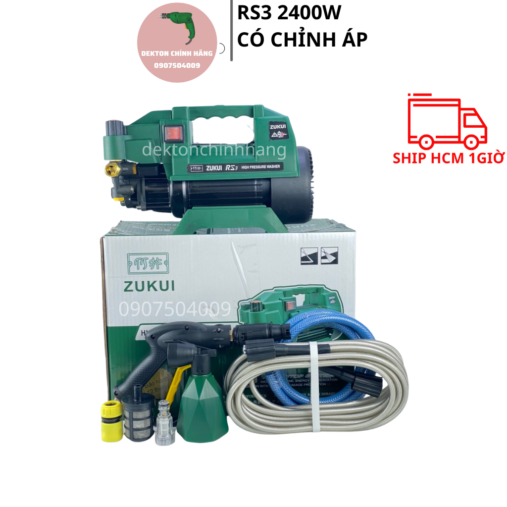 Máy rửa xe zukui rs3 công suất 2400w có nút chỉnh áp-giá rẻ-xịt cao áp
