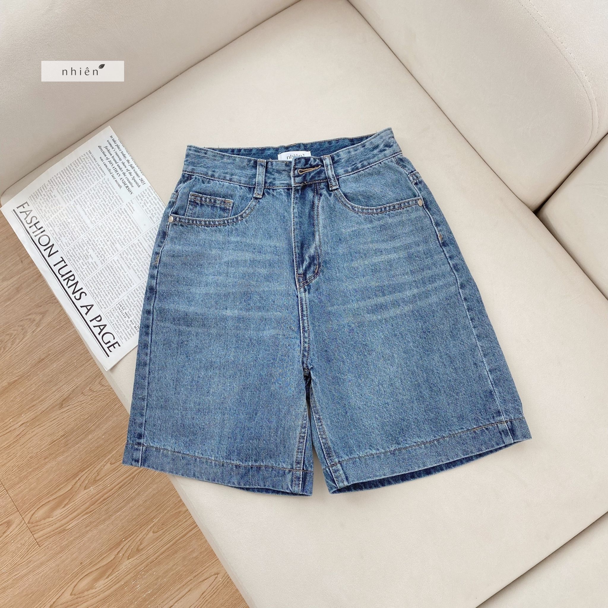 Quần jean nữ - quần ngố lửng ống rộng nhienofficial BQ169