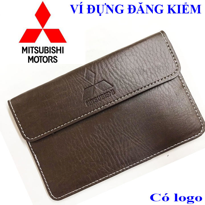 VÍ DA PU ĐỰNG ĐĂNG KIỂM, GIẤY TỜ Ô TÔ CAO CẤP ( Logo Mitsubishi )