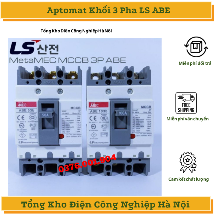 Aptomat át khối 3 pha mccb ls 3p abe 20a 100a