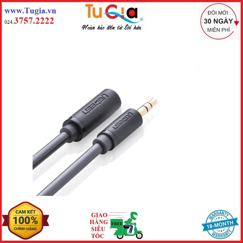 Cáp âm thanh kéo dài hai đầu chuẩn 3.5mm 1 đầu đực 1 đầu cái dài 1m ugreen av124 10782 - hàng chính hãng