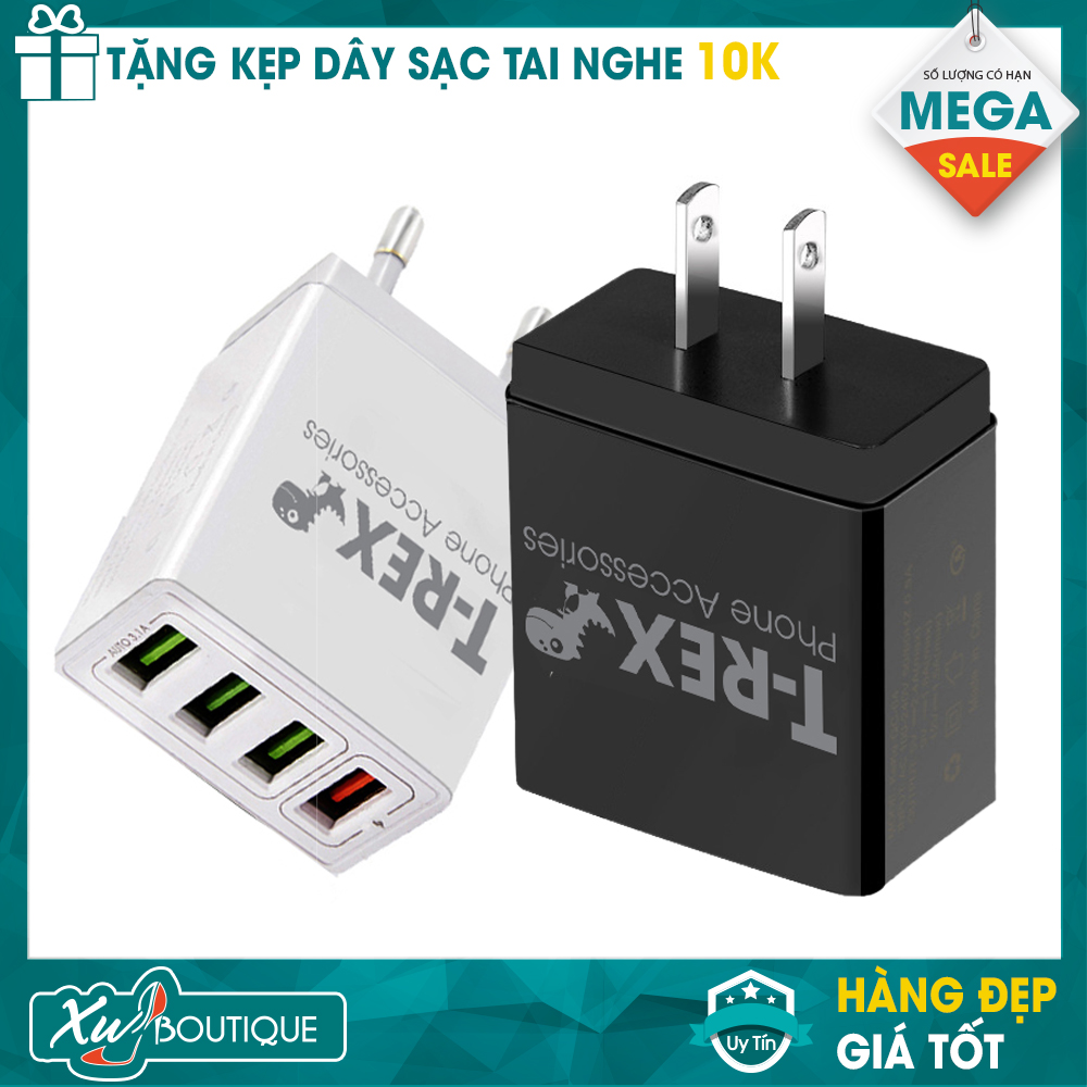 Củ Sạc Điện Thoại Nhanh Đèn LED Đa Năng Quick Charge 3.0 (4Đầu USB) Dùng Cho Thiết Bị Iphone/ Samsung/ Android