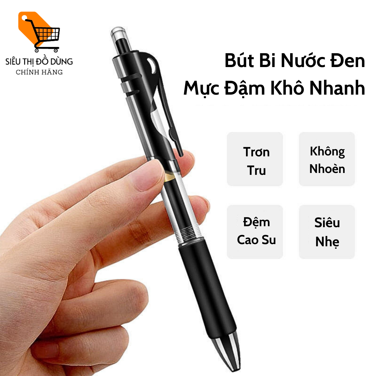 Combo 3 bút bi nước 0.5mm đậm mực khô nhanh không nhoèn không bết, đệm tay cao su mềm viết rất êm