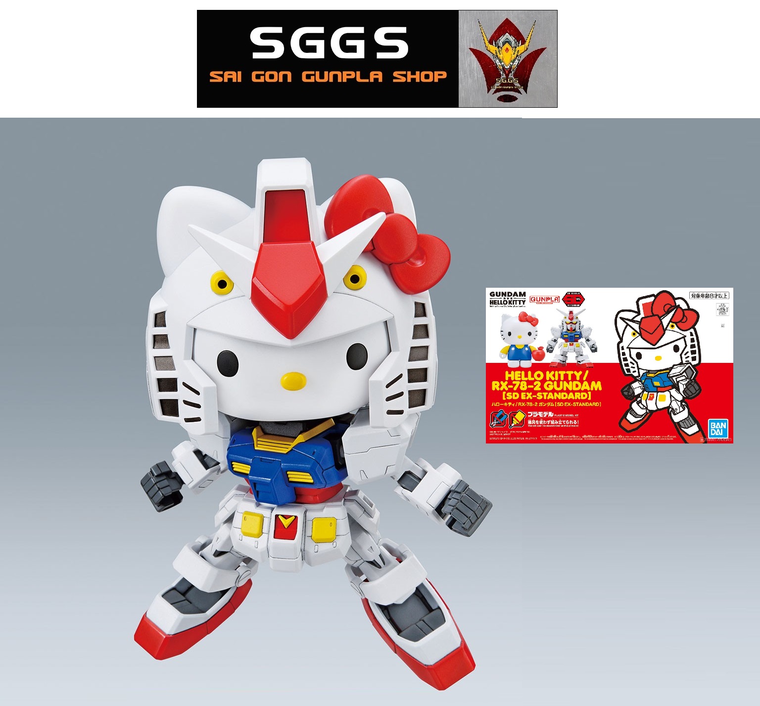 Mô Hình Gundam SD HELLO KITTY RX-78-2 Bandai EX Standard Đồ Chơi Lắp Ráp Anime Nhật
