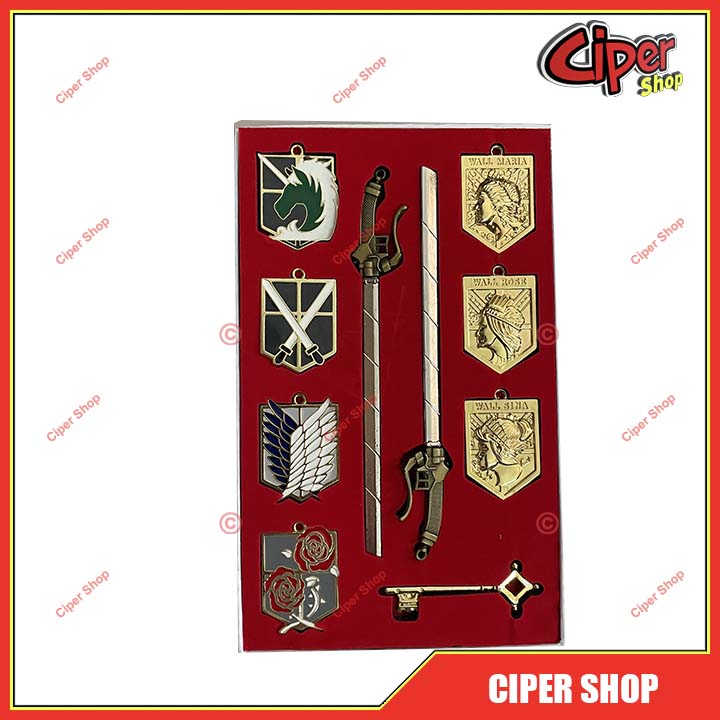 Bộ 10 móc khóa, dây chuyền Attack on Titan - Móc Khóa Giá Rẻ