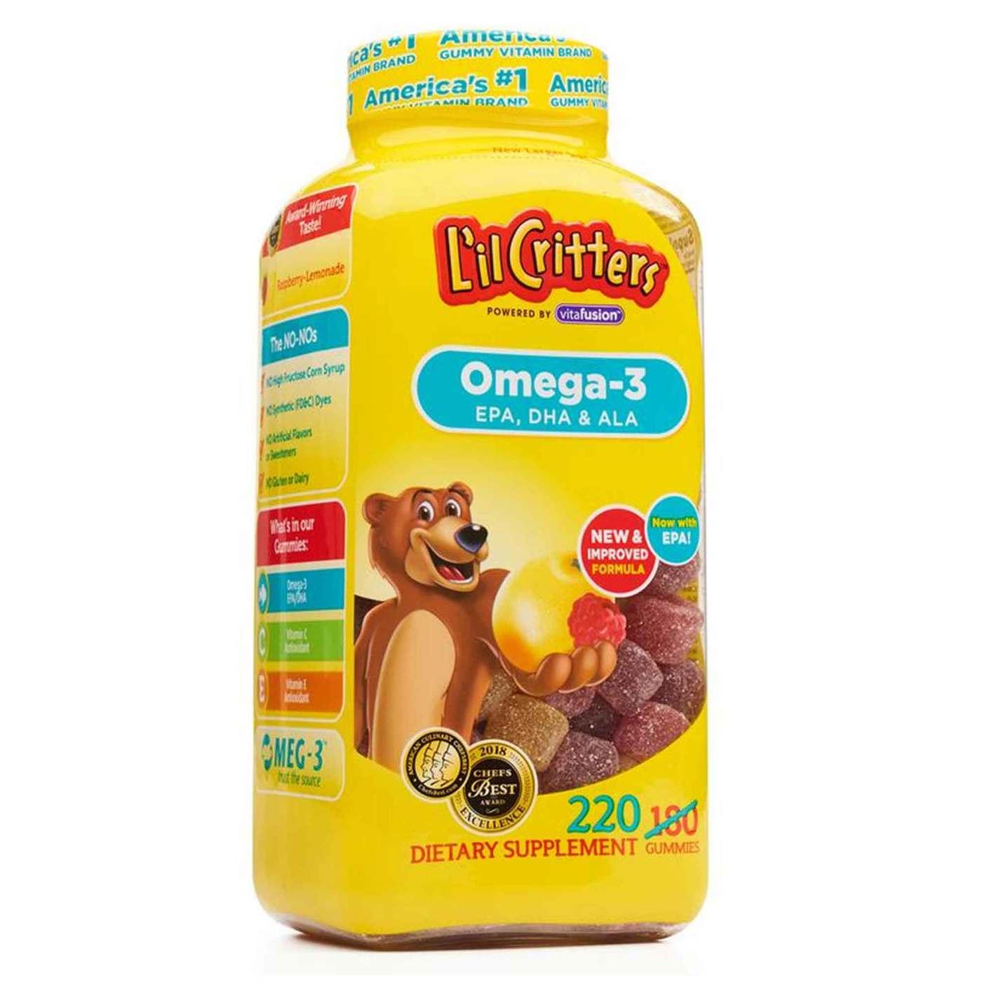 Kẹo dẻo Lil Critters bổ sung Omega-3 EPA DHA & ALA cho trẻ (220 Viên)