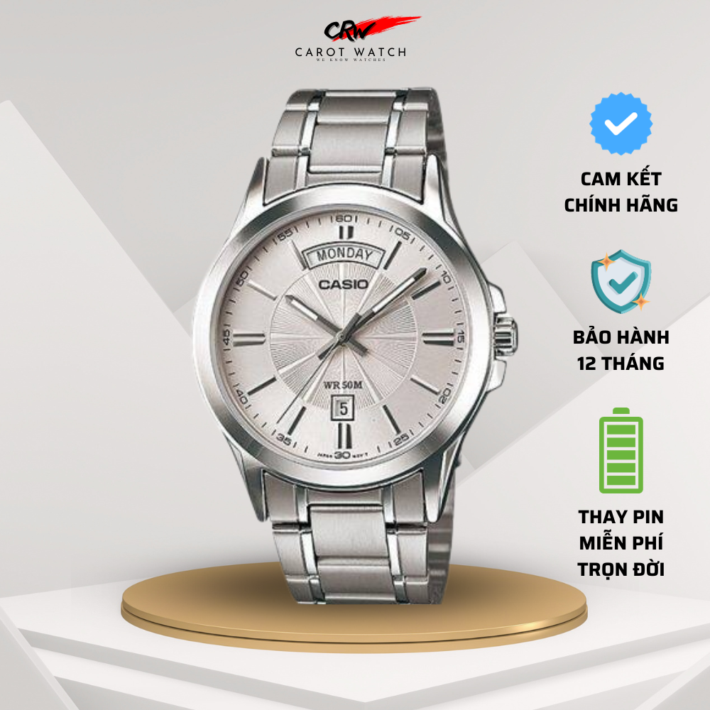 Đồng hồ nam casio mtp 1381d 7a dây kim loại chống nước