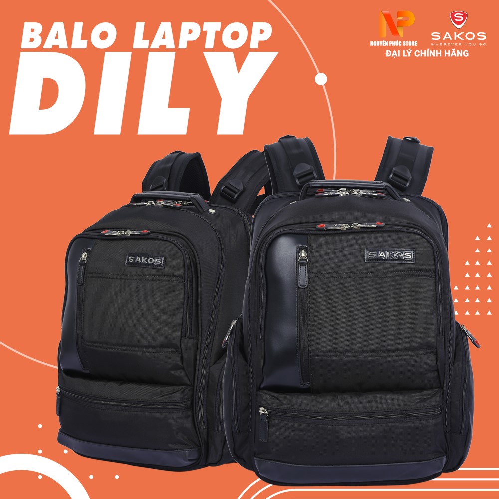 Balo laptop 16 inch Sakos Dily - Chất liệu cao cấp trượt nước,ngăn chống sốc - Tích hợp ngăn chống trộm,đệm lưng 3D - Bảo hành chính hãng toàn quốc