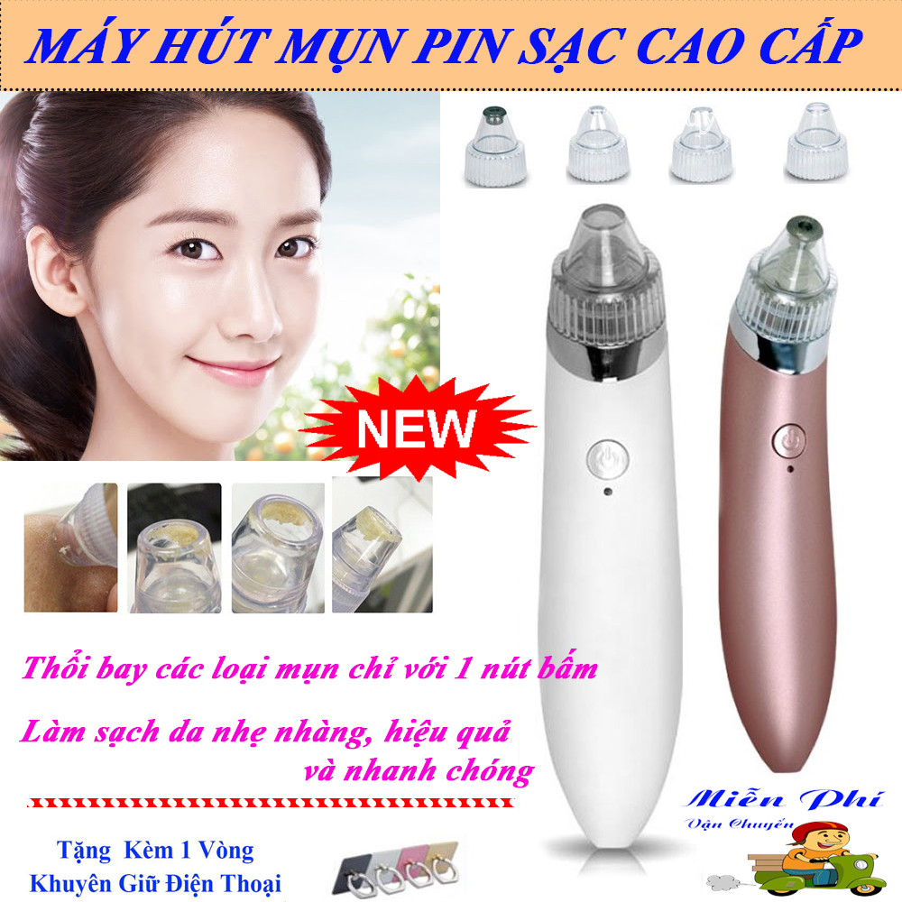 Máy Hút Mụn Cầm Tay Pin Sạc, Máy Hút Mụn Đầu Đen, Máy Hút Mụn Cám. Hút Sạch Tất Cả Mụn Cám, Mụn Đầu Đen, Giúp Bảo Vệ Và Cải Thiện Làn Da. Sử Dụng Pin Rời An Toàn, Hiệu Quả - MUA NGAY - TẶNG 01 KHUYÊN MÓC DÁN ĐT!
