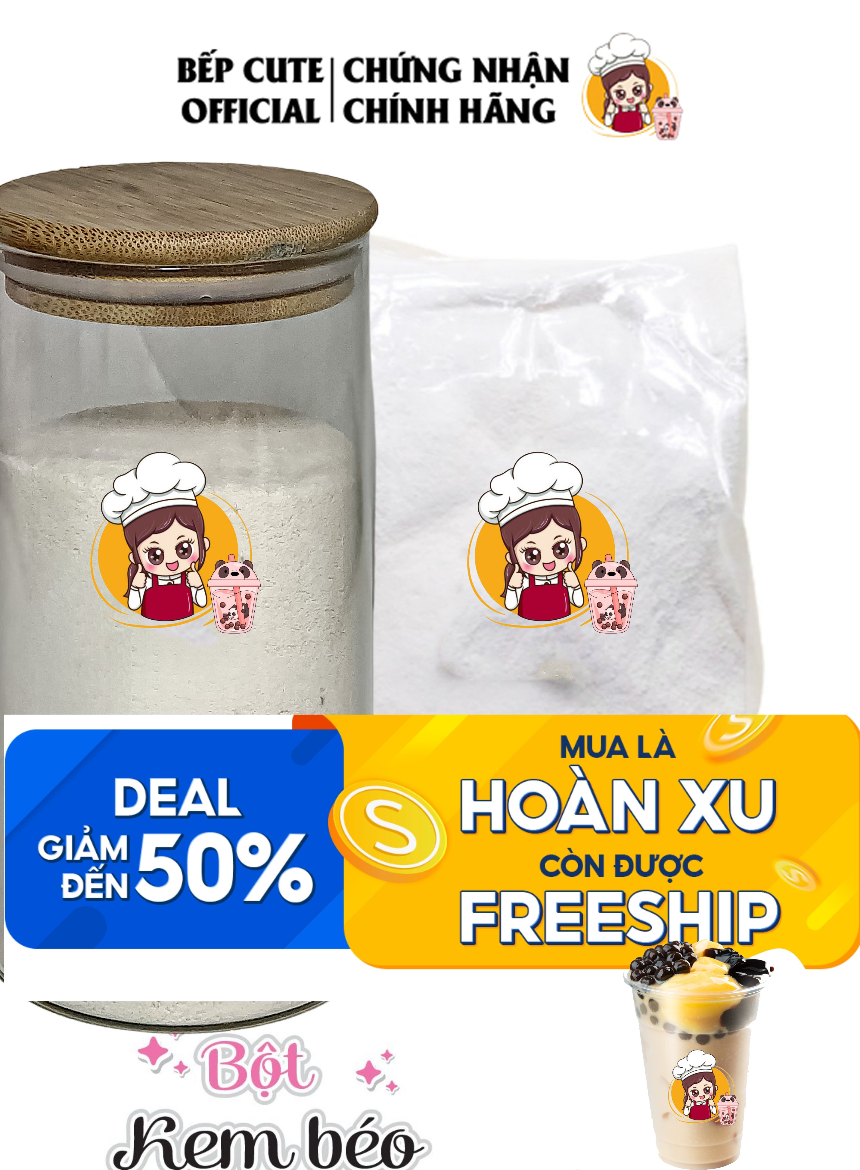 Bột sữa bột kem béo nguyên liệu trà sữa tự pha gói 500g trà sữa bếp cute official