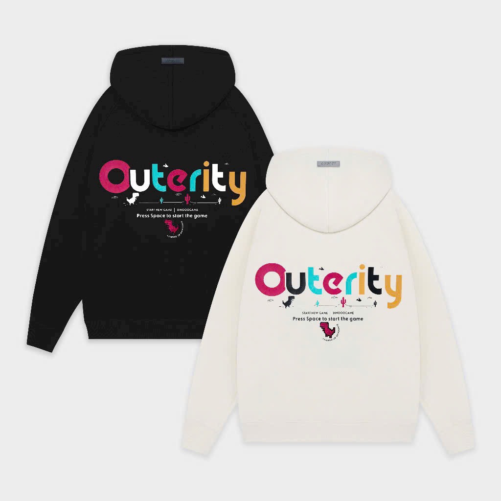 Áo hoodie nỉ hoodie khủng long OUTERITY chống nắng có dây kéo, áo hoodie có mũ nam nữ basic cực chất cực trẻ trung - TP39