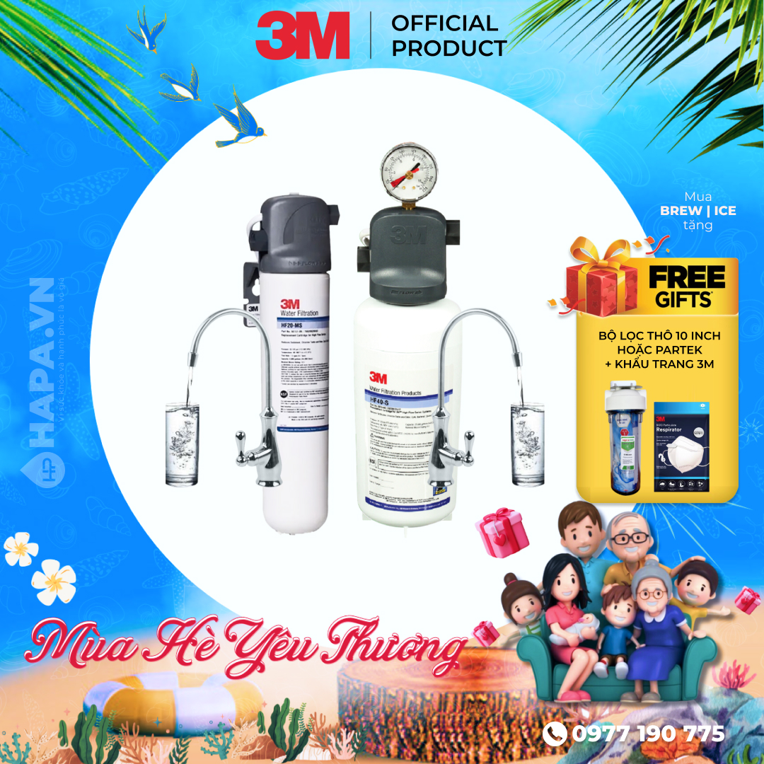Máy lọc nước 3m brew110-ms | brew120-ms | ice140-s chuẩn uống trực tiếp từ vòi - không dùng điện, nhập khẩu mỹ - hàng chính hãng 3m