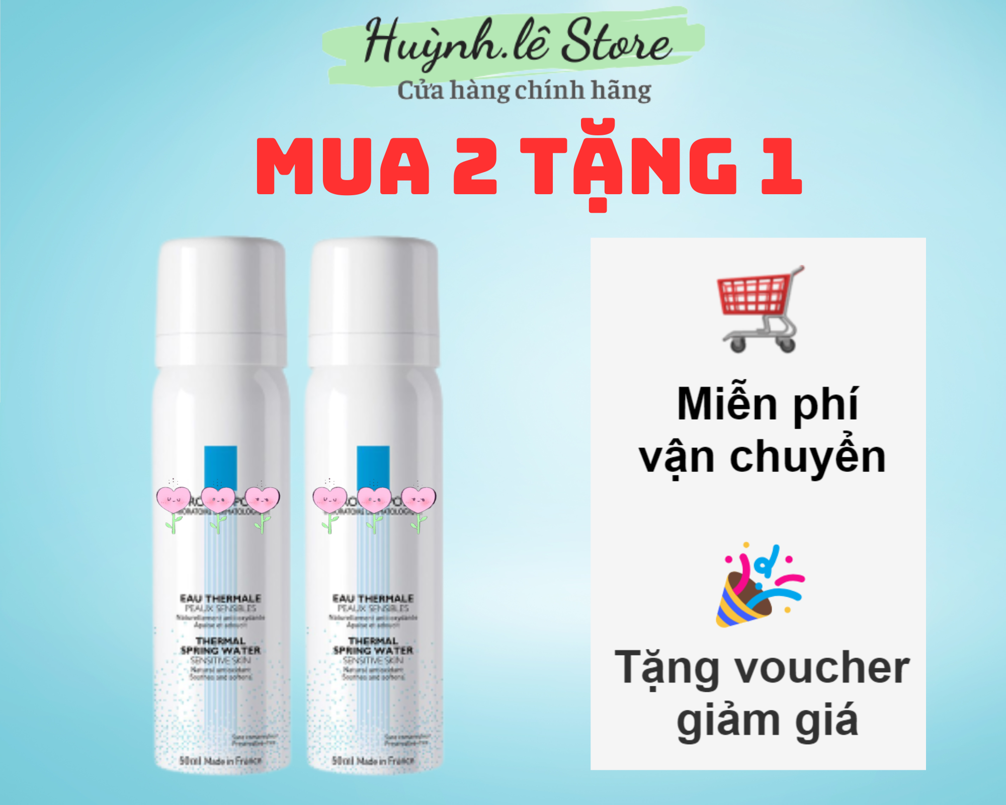 Nước xịt khoáng làm sạch cho da nhạy cảm LaRoche Posay Thermal Spring Water 50ml