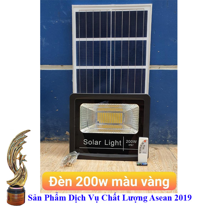 Đèn 200w năng lượng mặt trời ánh sáng màu vàng