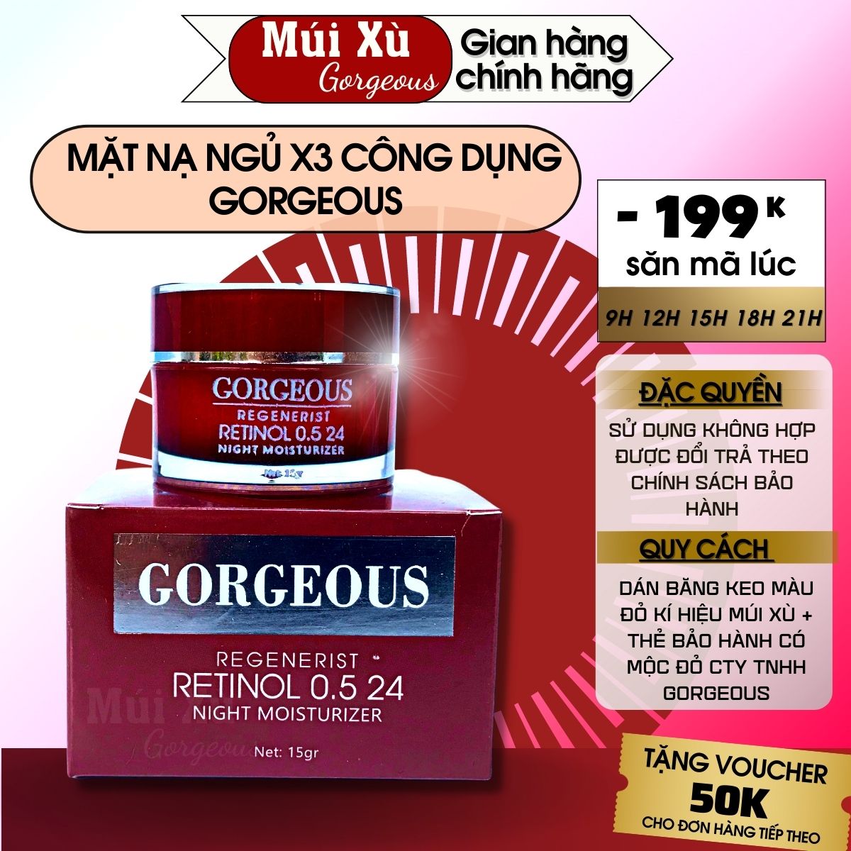Mặt nạ ngủ thần thánh x3 múi xù gorgeous + quà tặng