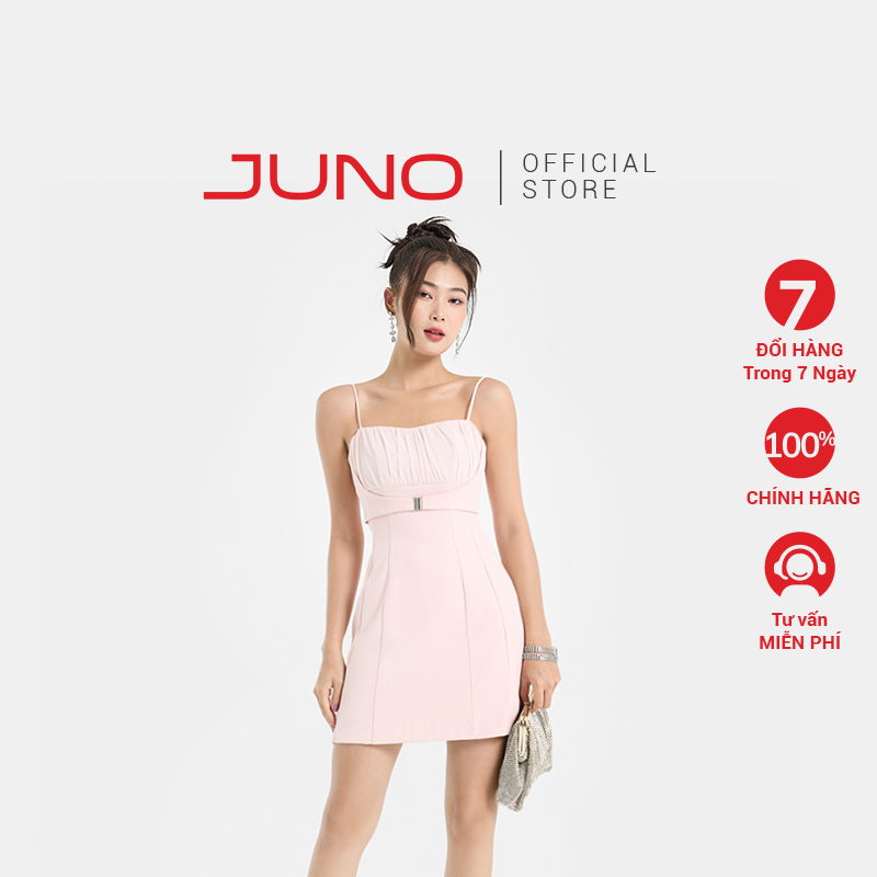Đầm lửng nữ thời trang juno 2 dây khoen gài ngực jndlu052