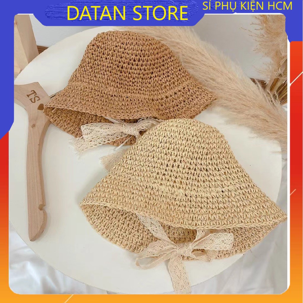 Mũ cói Ajuma - Nón cói cho bé từ 1-4 tuổi hàng đẹp size 48