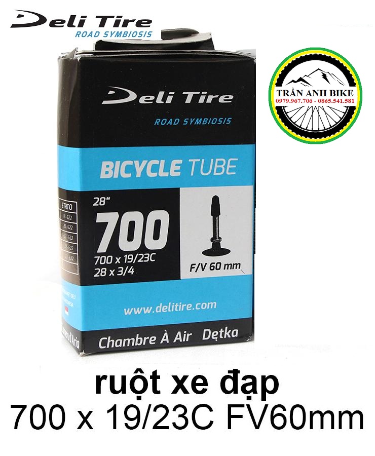Ruột xe đạp Deli Tire 700x19-23c 60mm van pháp - van hạt gạo