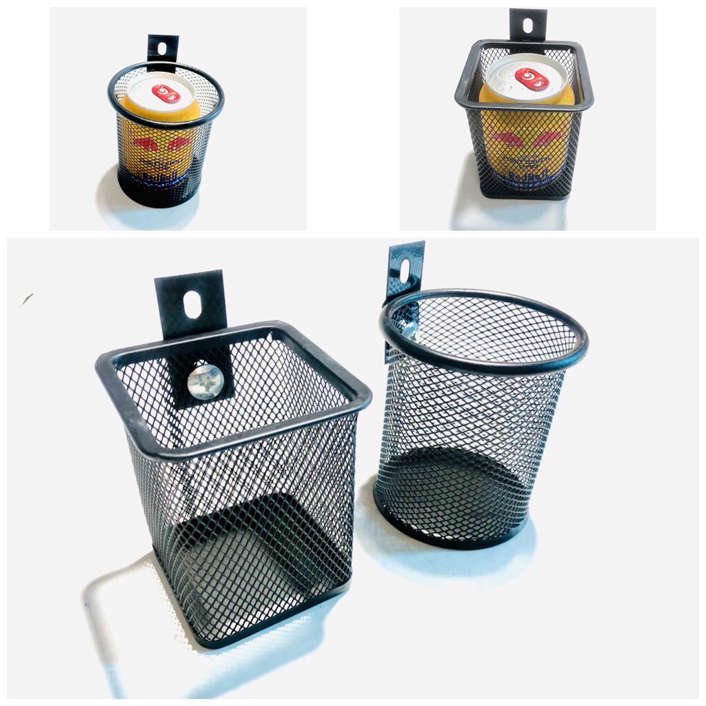 Giỏ Đựng Đồ Mini Gắn Xe Máy, Xe Hơi Hình Vuông Tròn Để Được Chai Nước Vật Dụng Nhỏ Tiện Lợi