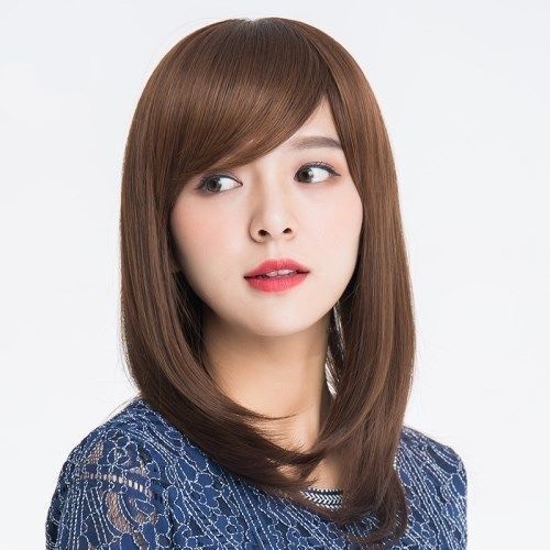Bộ Tóc Giả Nguyên Đầu Thẳng Ngang Lưng Mái Chéo Trung Niên Qiqishop TN09