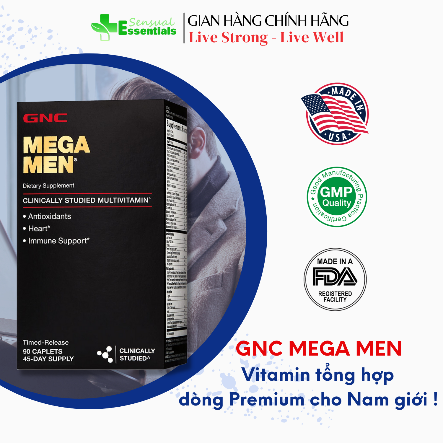 GNC Mega Men - Viên uống bổ sung Vitamin tổng hợp cho Nam giới