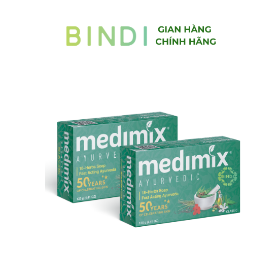 Set 2 xà phòng medimix 18 loại thảo dược ayurveda tác động nhanh 125g/bánh