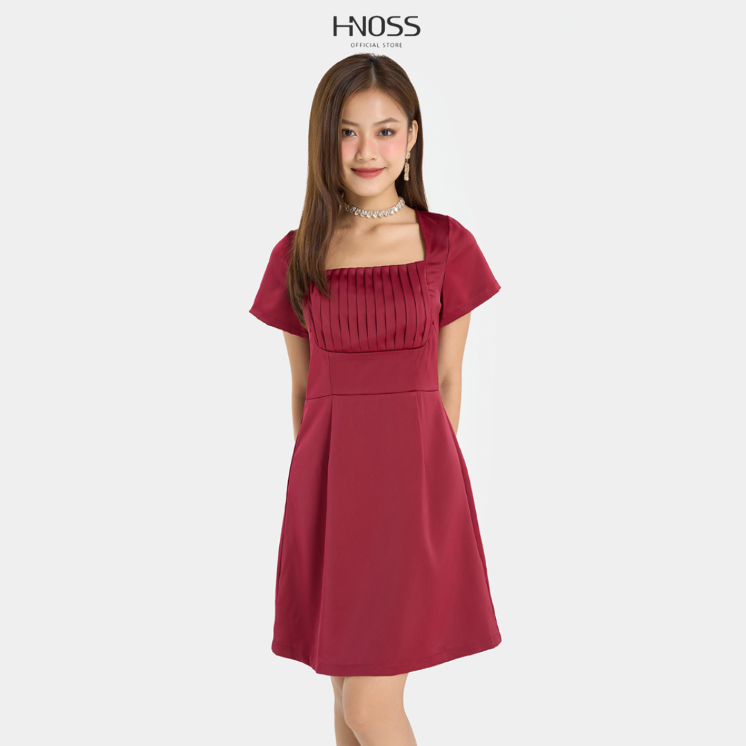 Đầm mini nữ thời trang hnoss form chữ a cổ vuông hndlu067