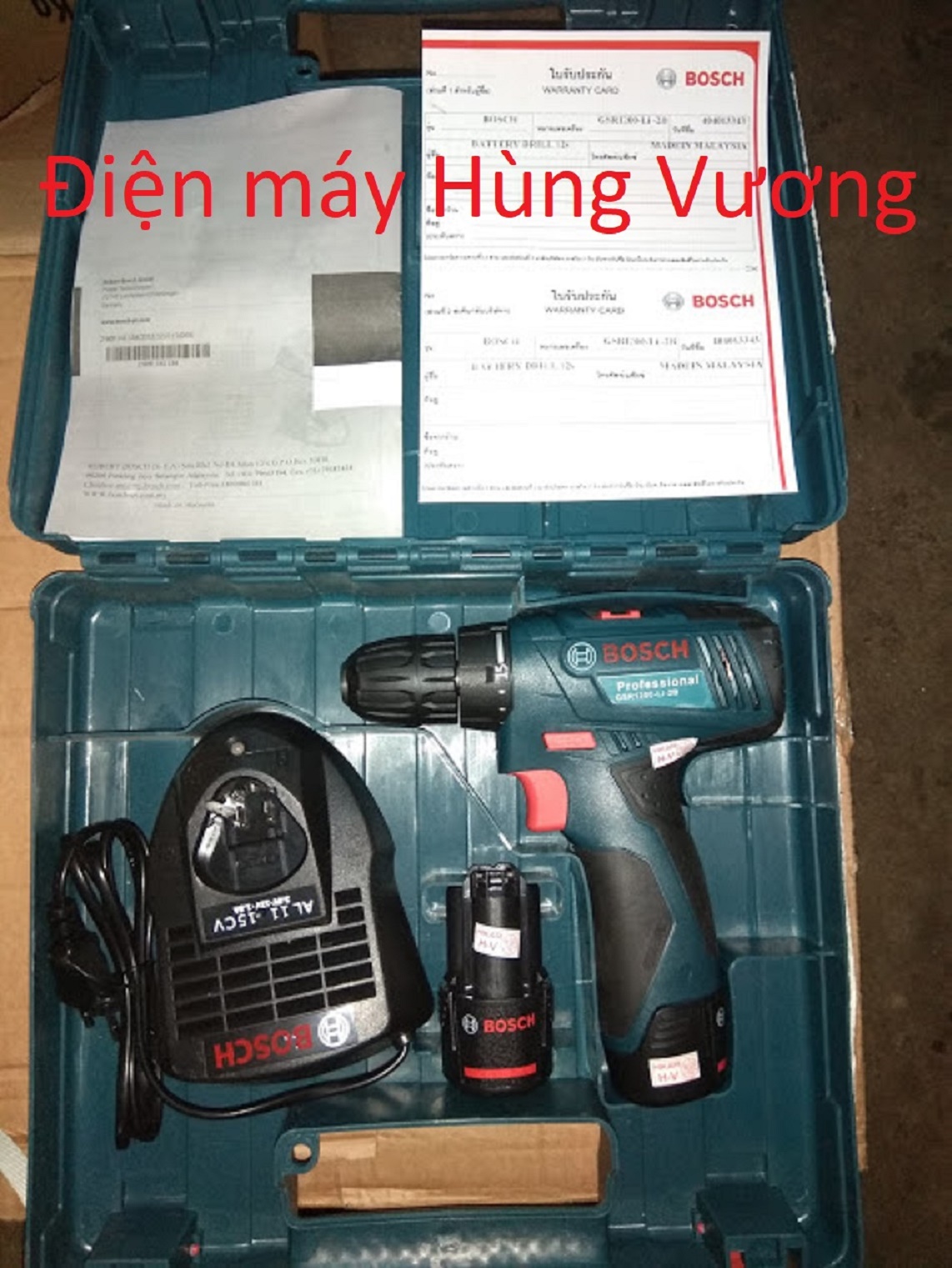 Máy khoan pin 12 vôn Bosh GSR-1200-Li-2B Made in Malaysia ( được Thái lan kiểm duyệt và nhập khẩu )