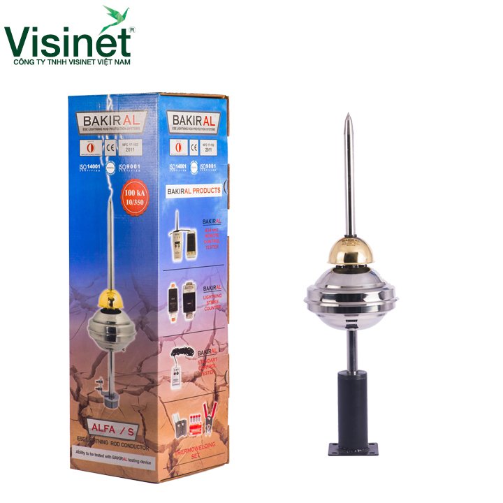 Kim thu sét bakiral alfa s ese30. bán kính bảo vệ từ 79m