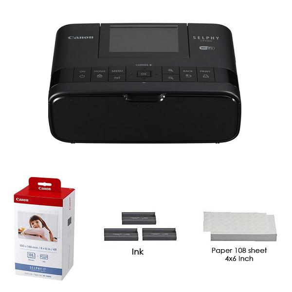 [Trả góp 0%]Máy in Canon SELPHY CP1300  Wifi (Màu đen) + Giấy in ảnh Paper Set KP -108IN