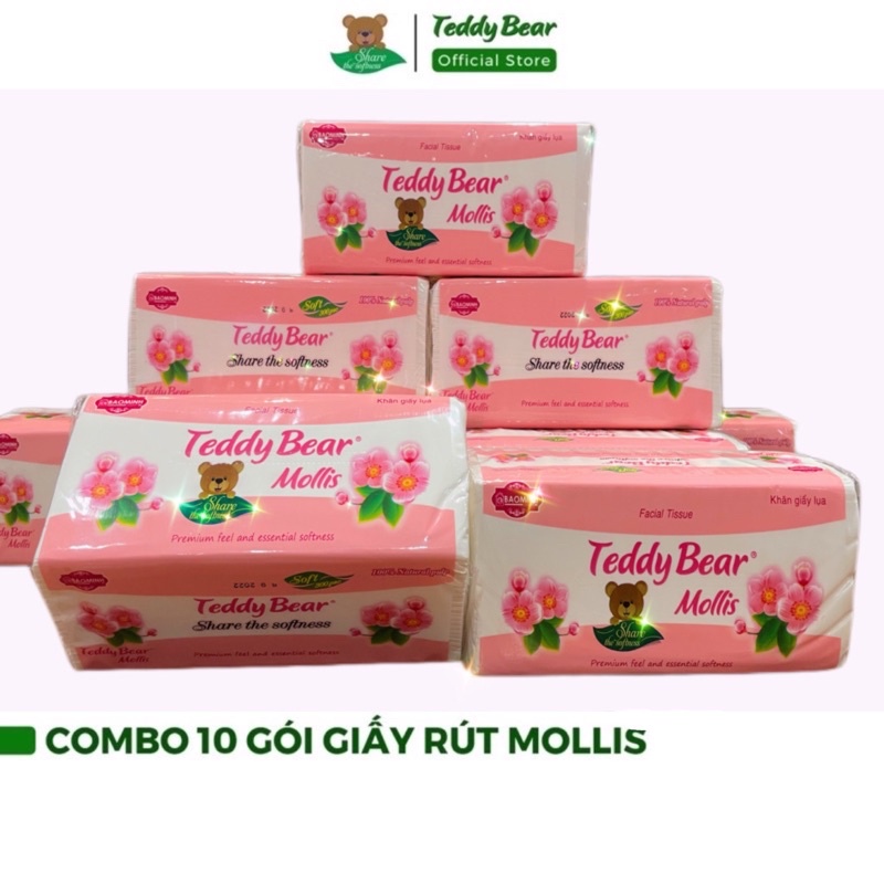 Combo Giấy Rút 10 Gói TEDDY BEAR Mollis Mềm Mịn