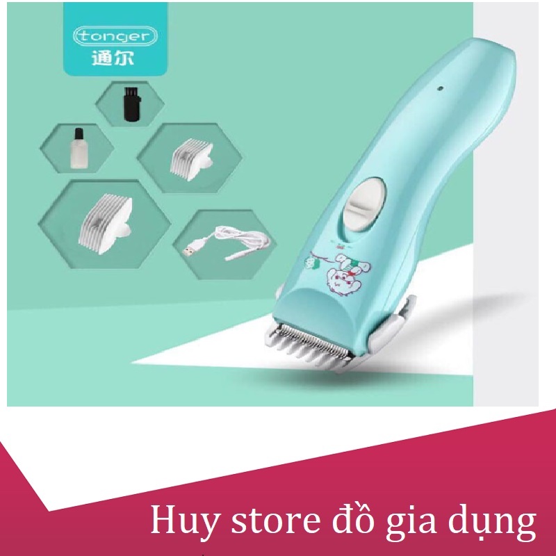 Tông đơ cắt tóc trẻ em sạc pin toir tặng kèm 4 đầu cữ cắt an toàn