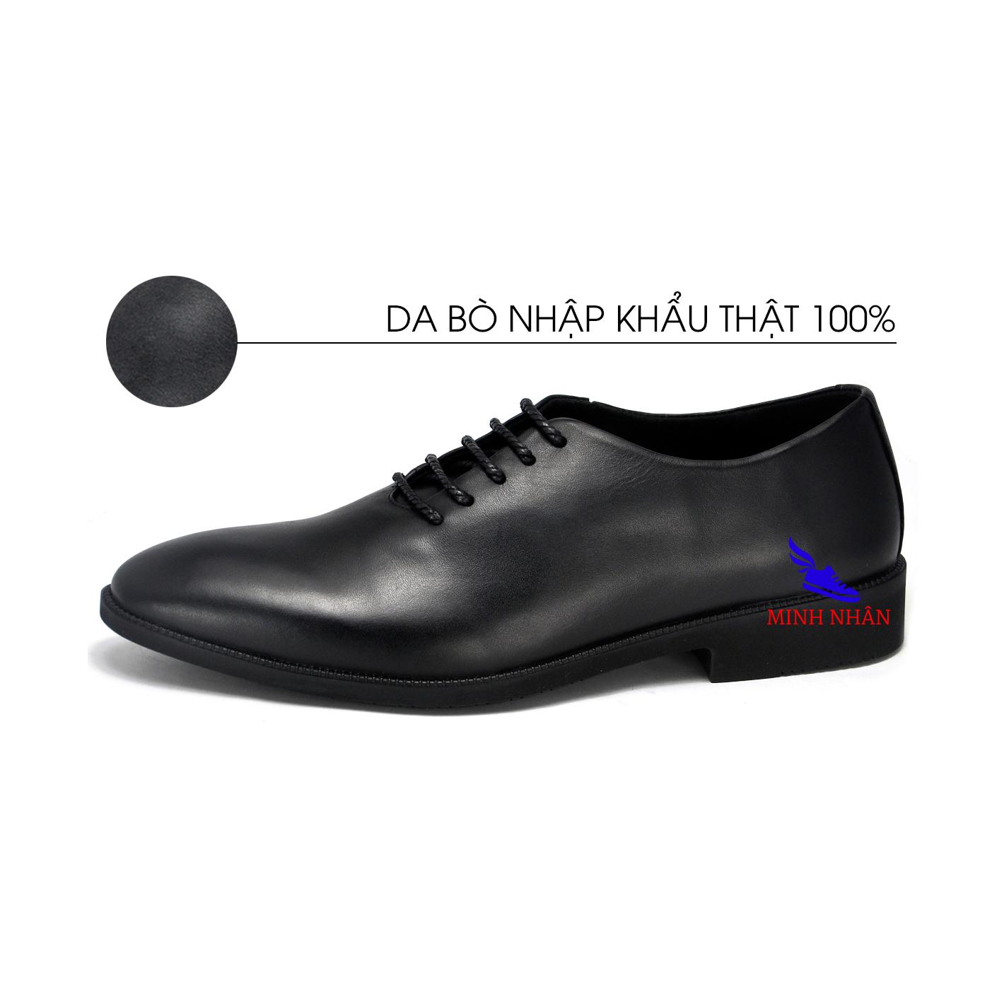 Xưởng giày Minh Nhân - Giày TÂY NAM DA BÒ giày công sở nam da bò Cổ điển Giày Da Doanh Nhân Kinh doanh Đơn Giản Giày Cột Dây Giày Tây sang trọng lịch lãm hàng hiệu cao cấp giá rẻ B-10 màu đen