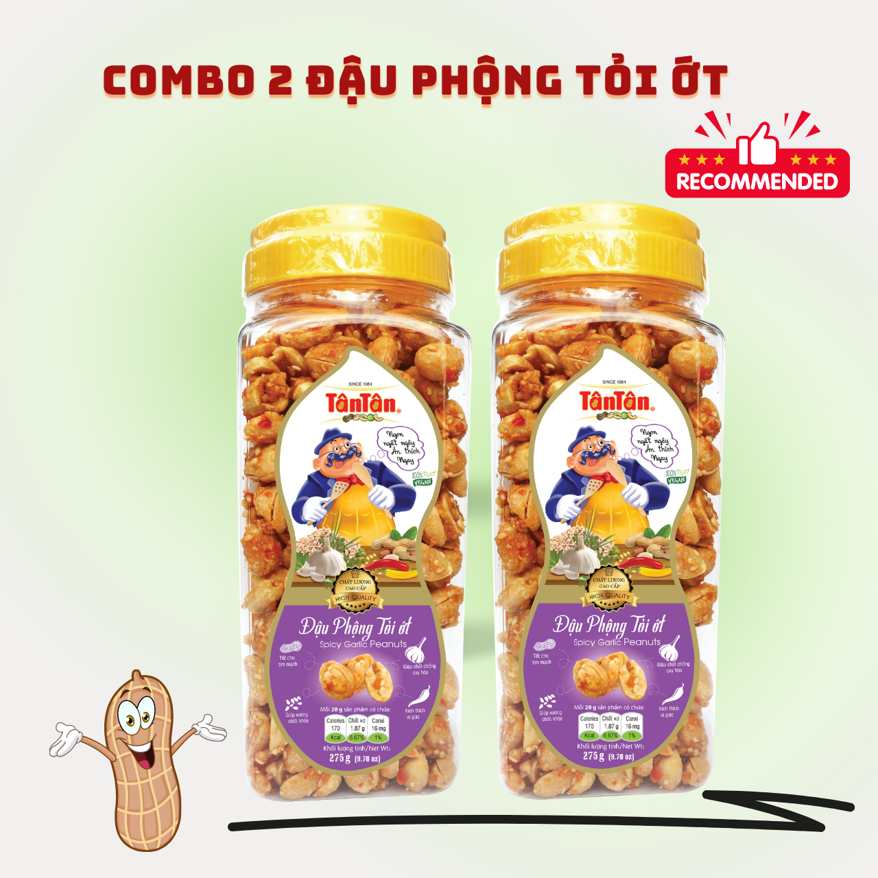 Combo 2 hũ đậu phộng tỏi ớt tân tân