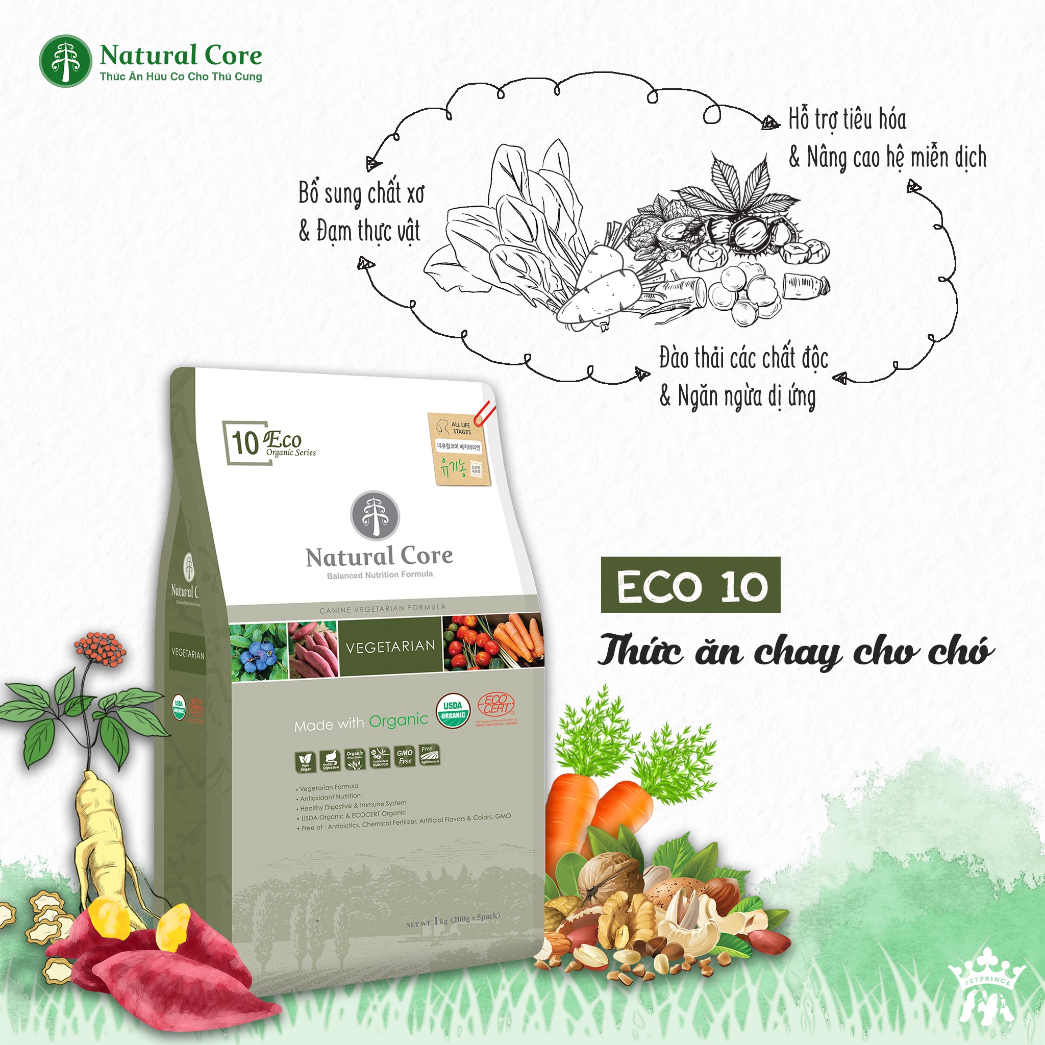 Natural core vegetarian thức ăn chay chó, mèo