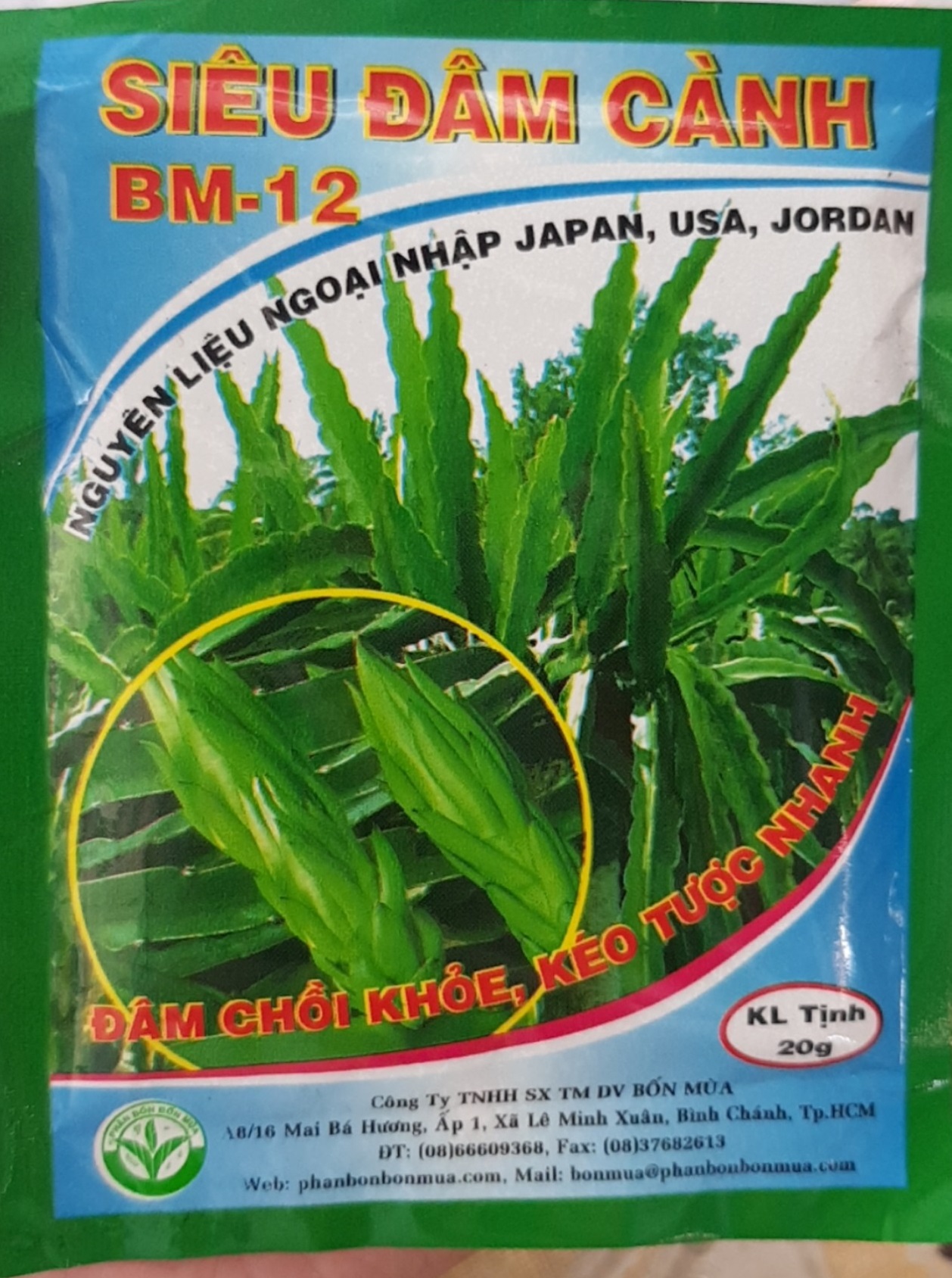 Phân bón chuyên thanh long - bm 12 - siêu đâm cành thanh long - gói 20g