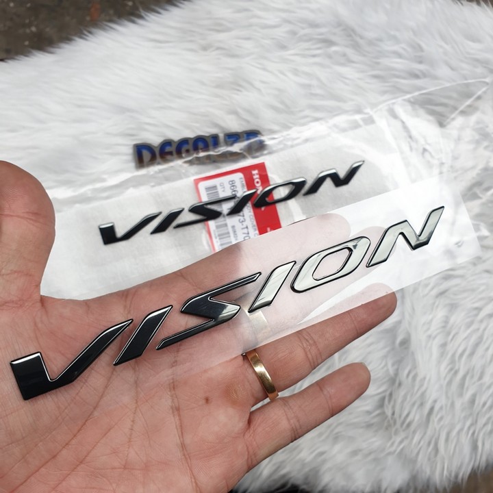 Tem xe Vision MẪU MỚI màu đen khói chữ nổi hàng CHẤT LƯỢNG