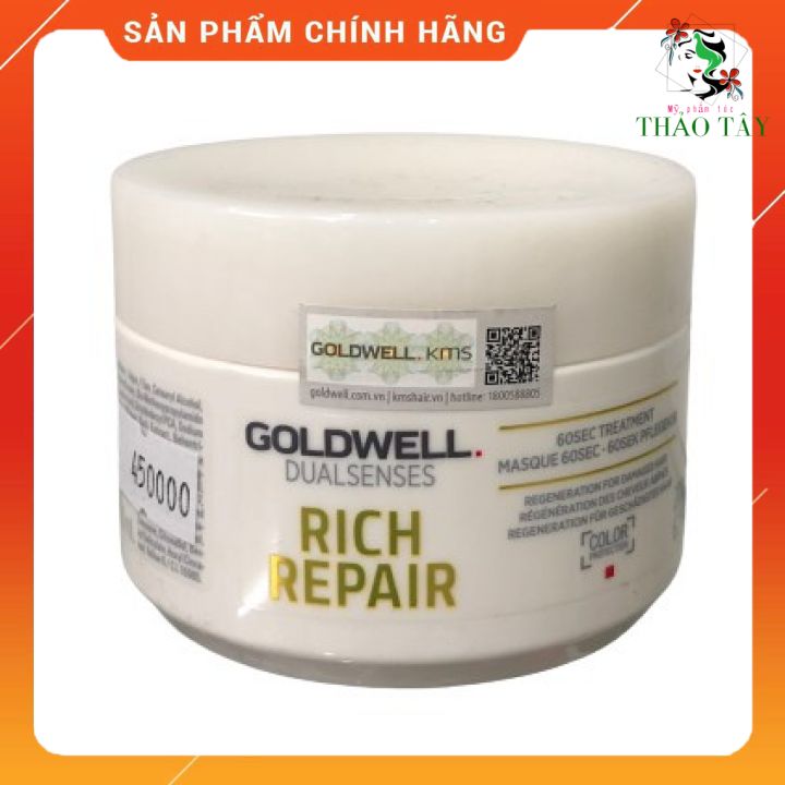 Hấp dầu phục hồi tóc hư tổn Goldwell Rich Repair 60s 200ml (ĐỨC)- Hũ