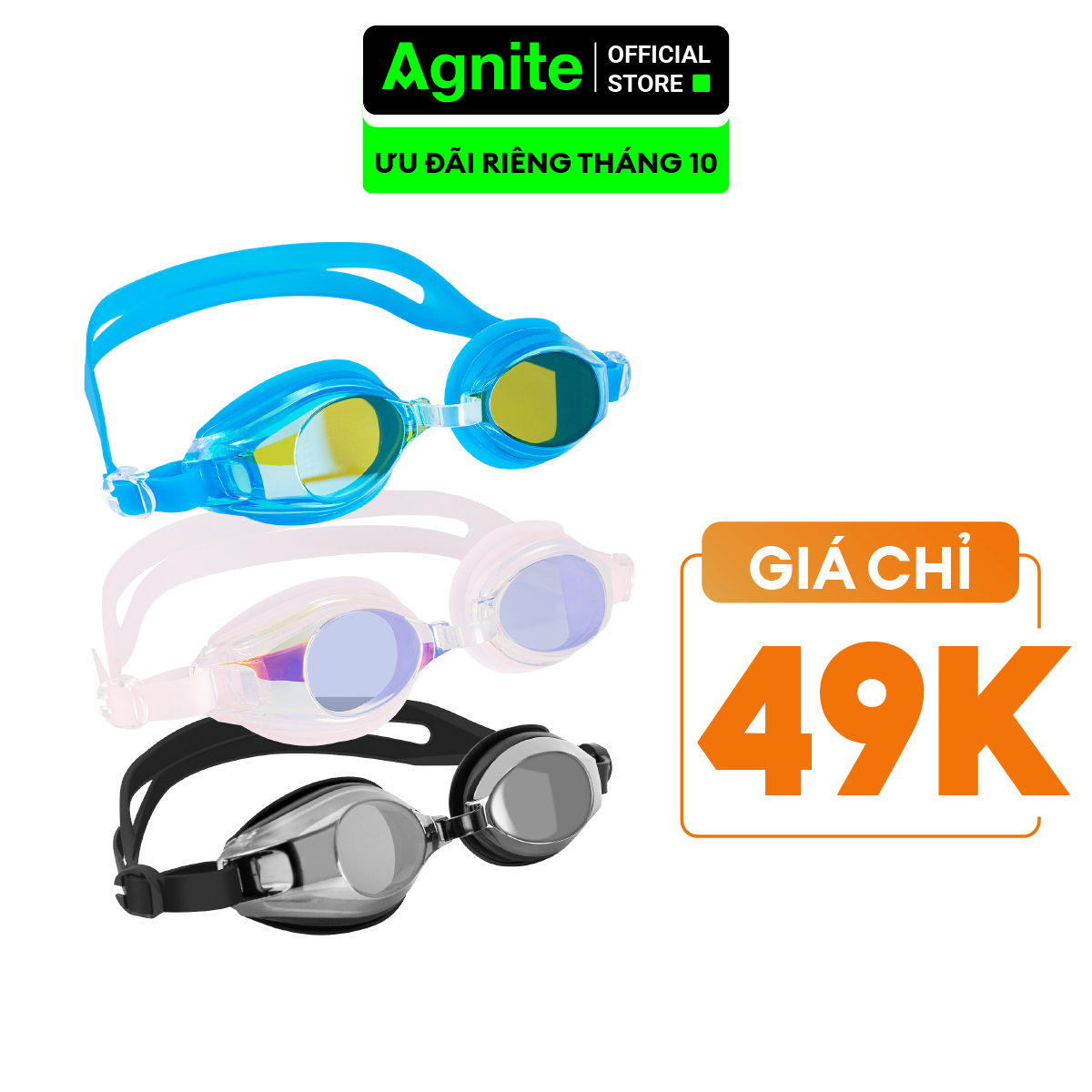 Kính bơi người lớn, trẻ em Agnite chính hãng chống tia UV