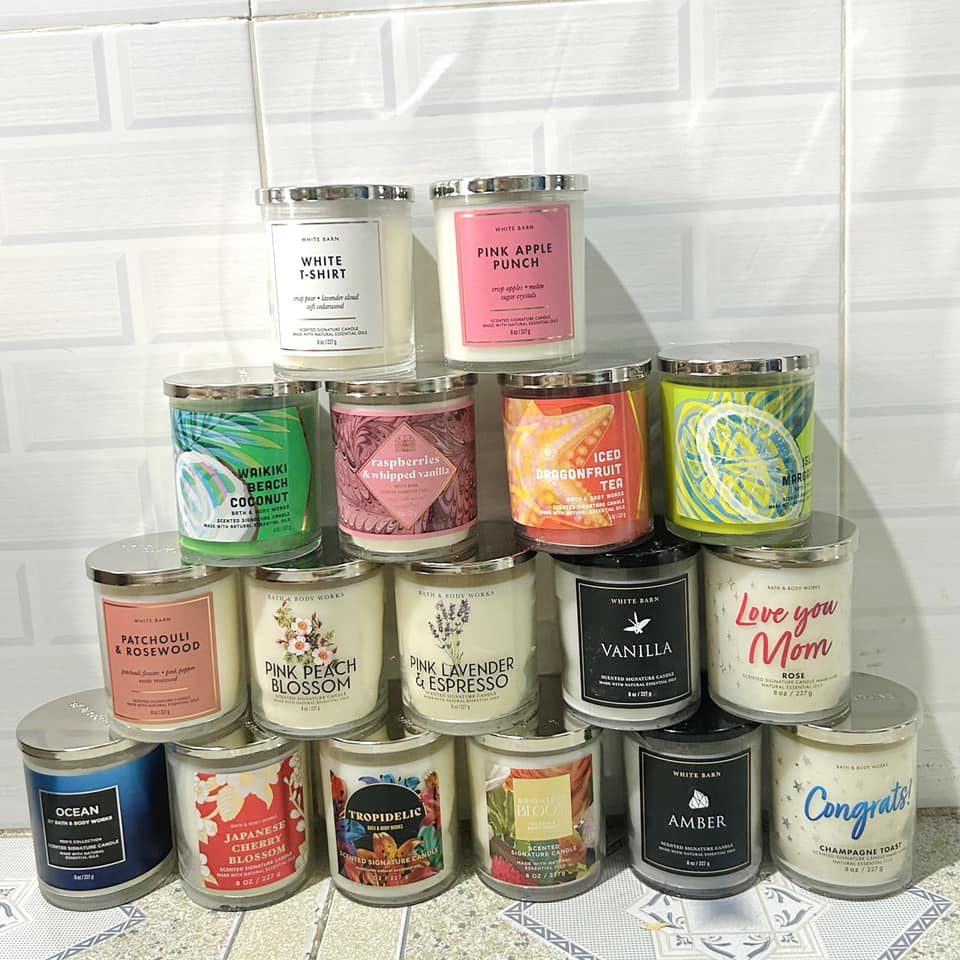 Nến thơm 1 bấc, nến thơm bath and body works 198g/227g