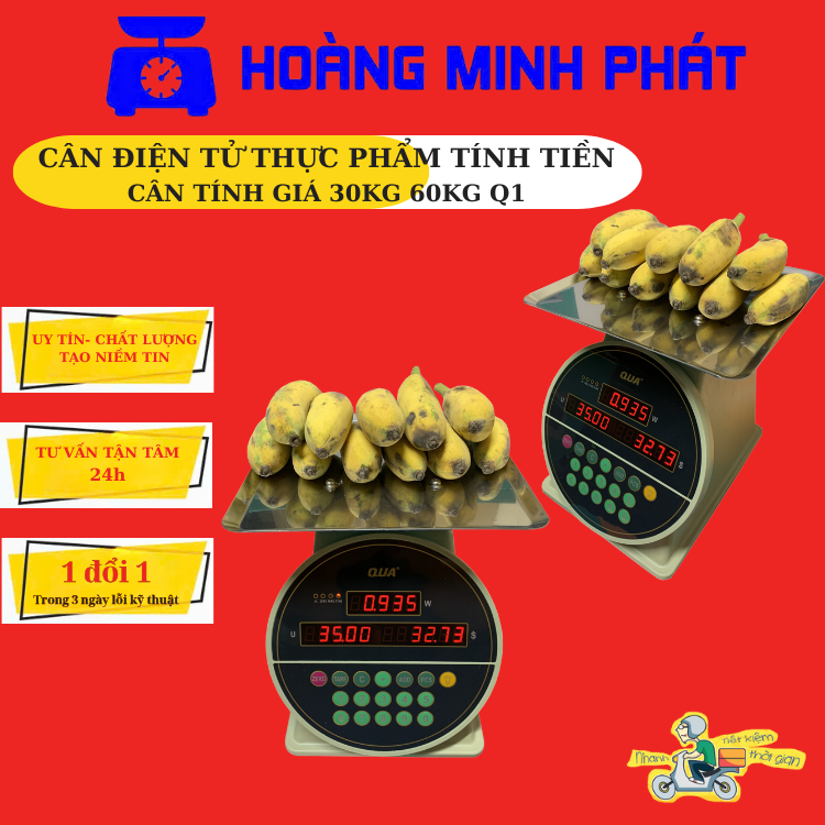 Cân điện tử tính tiền 2 mặt 30kg 60kg QUA Q1, Cân bán hàng hoa quả, thực phẩm, đồ dùng