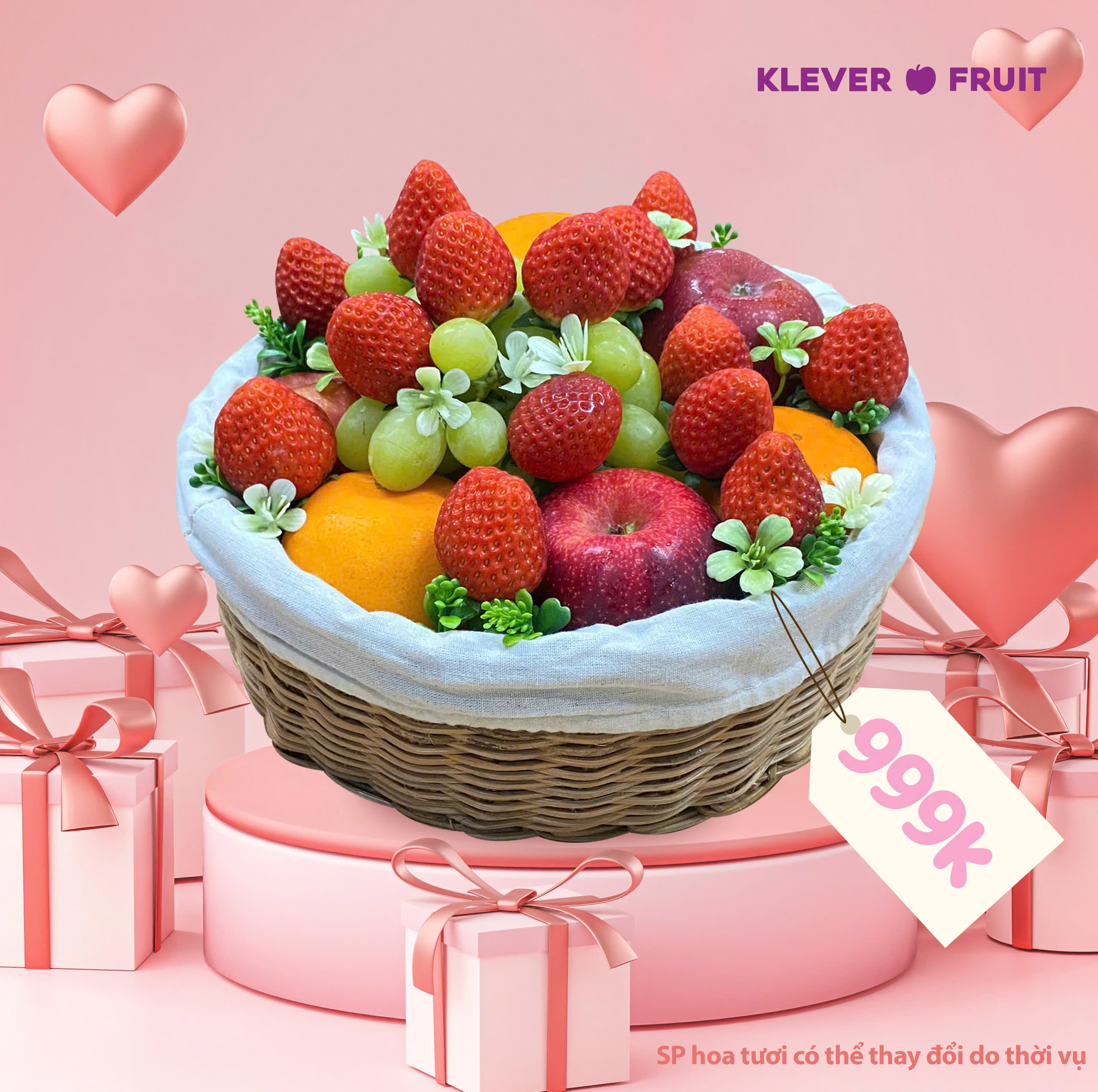 Hộp quà Valentine 14/2 - Tình Yêu Chân Thật - Trái Cây Nhập Khẩu