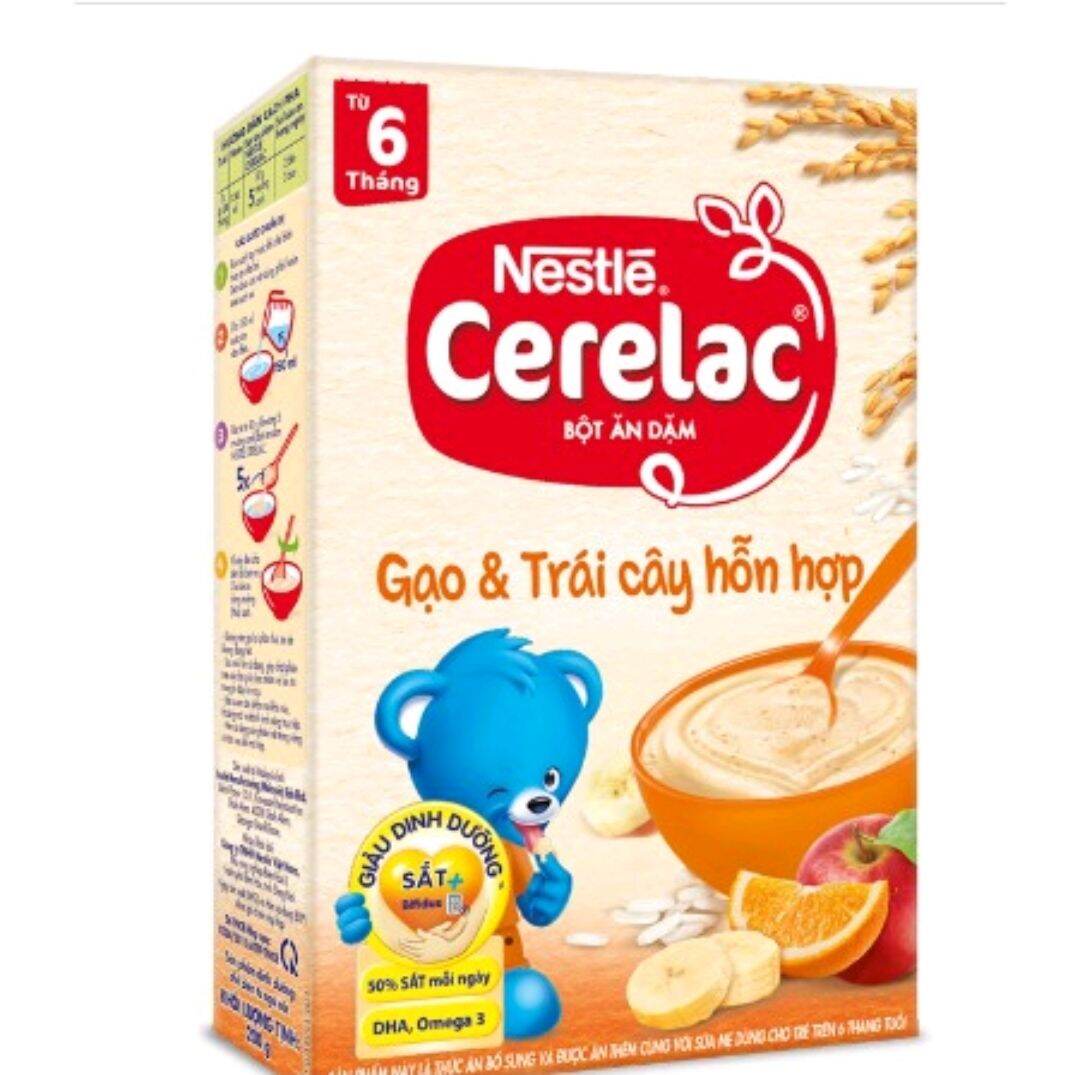 Bột ăn dặm Nestle Cerelac Gạo Trái cây hỗn hợp (hộp giấy 200gr)