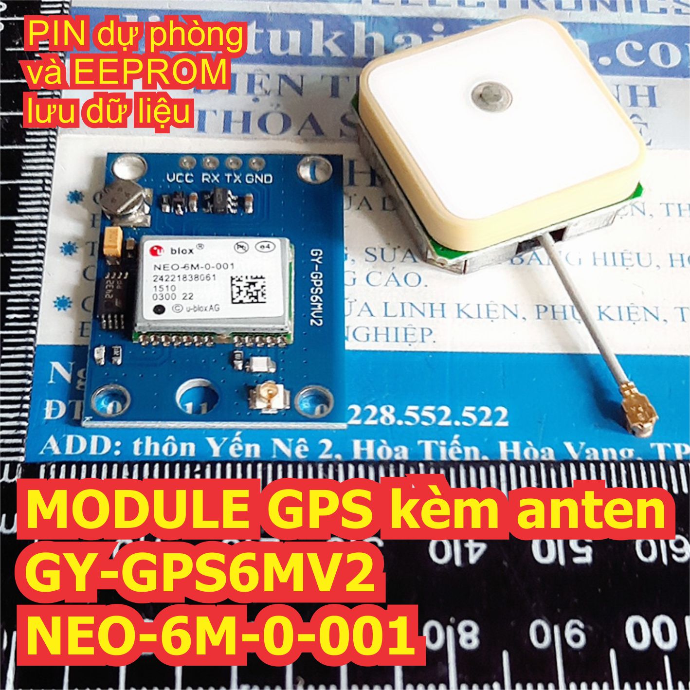Module gy-gps6mv2 neo-6m-0-001 kèm anten áp: 3-5v, giao tiếp uart kde2827