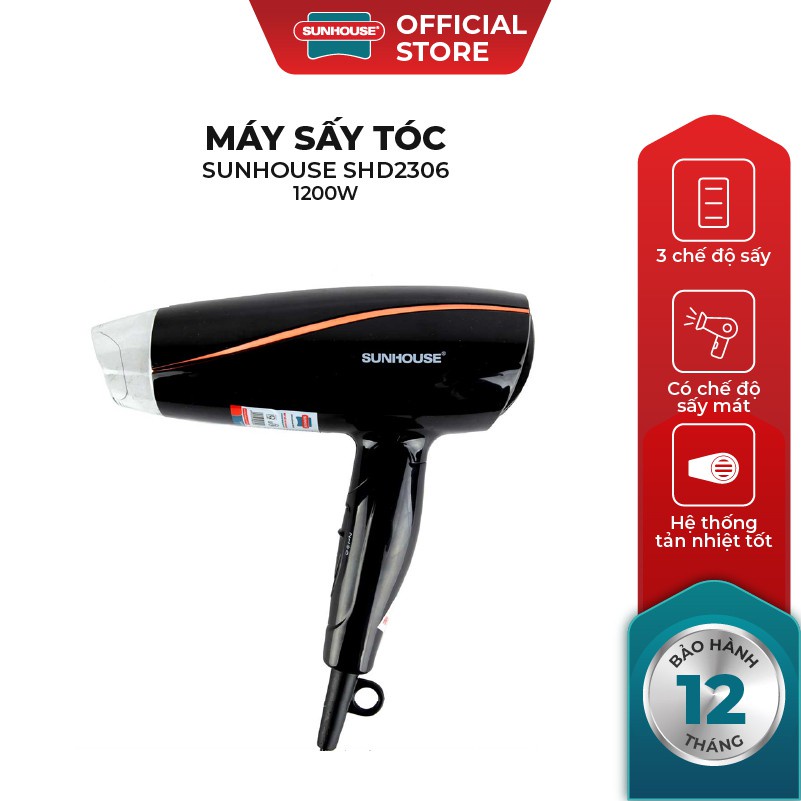 Máy sấy tóc sunhouse màu đen 1200w shd2306