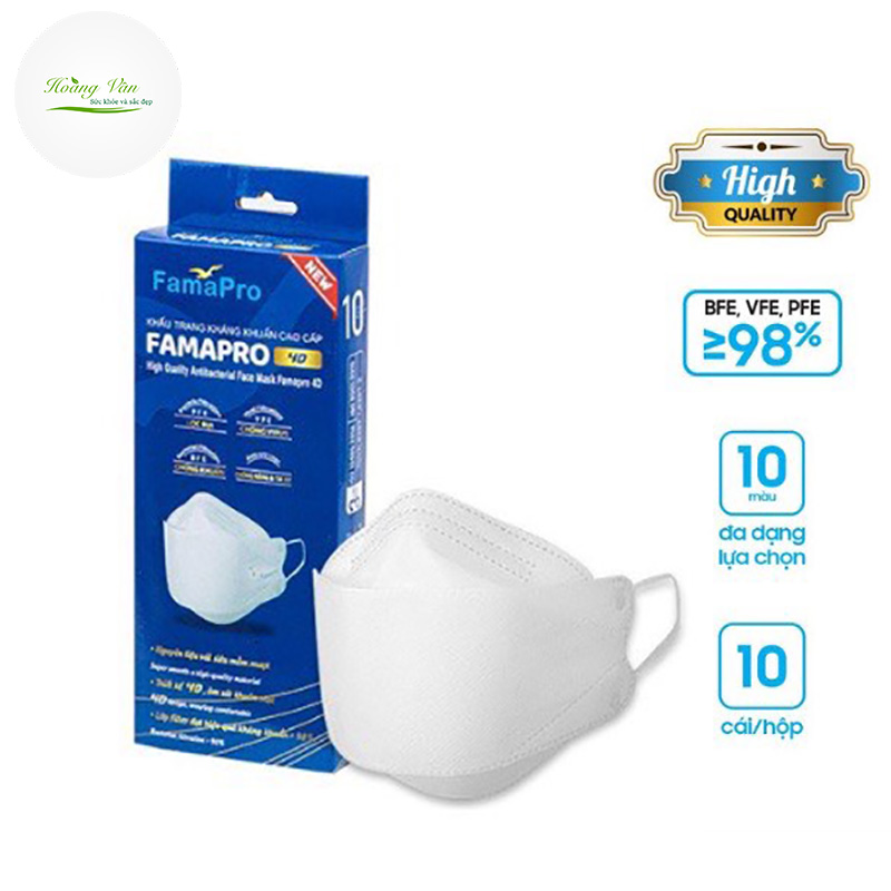 Khẩu trang Kháng Khuẩn Cao Cấp FamaPro 4D - Chính hãng Nam Anh -  Hộp 10 cái