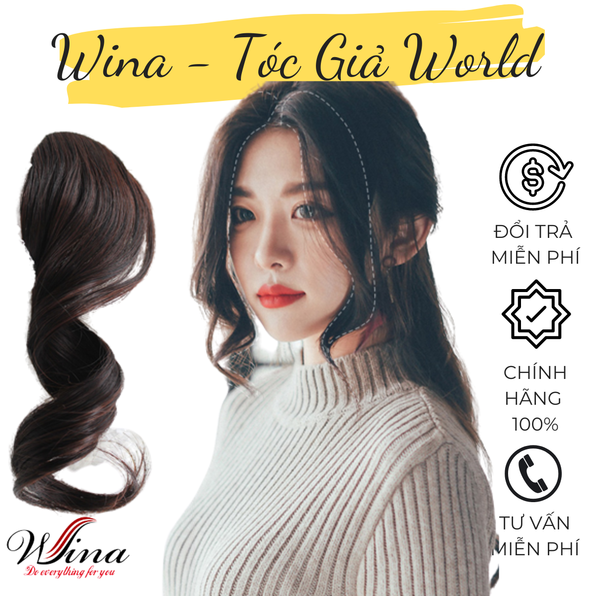 Cặp Mái Bay Xoăn 2 Bên Cô Dâu 30cm MB002 | Tóc giả Wina